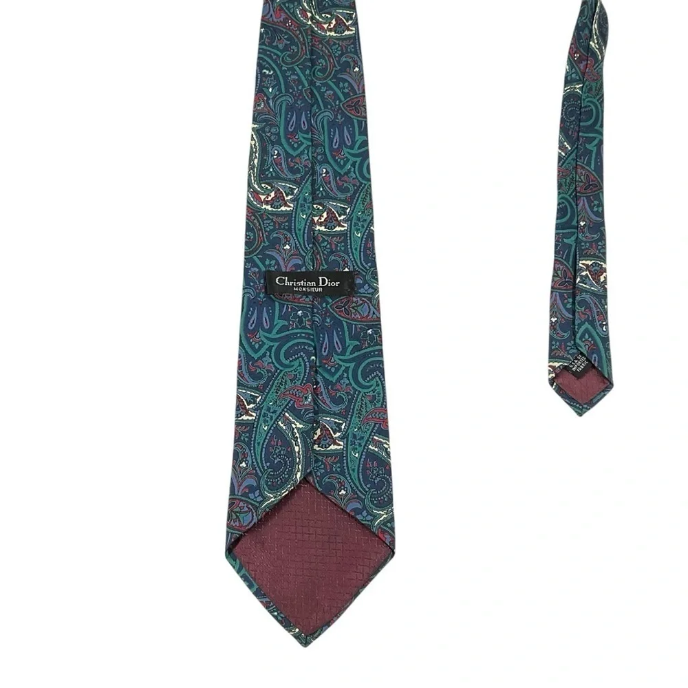 Christian Dior Monsieur Paisley Silk Tie Made in USA 58”